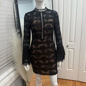 AKIRA Black Lace Long Sleeve Dress